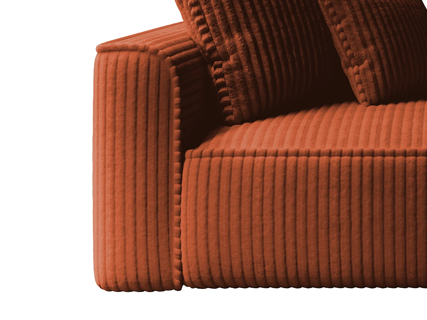 Méridienne droite en velours côtelé grosses côtes terracotta PINETA