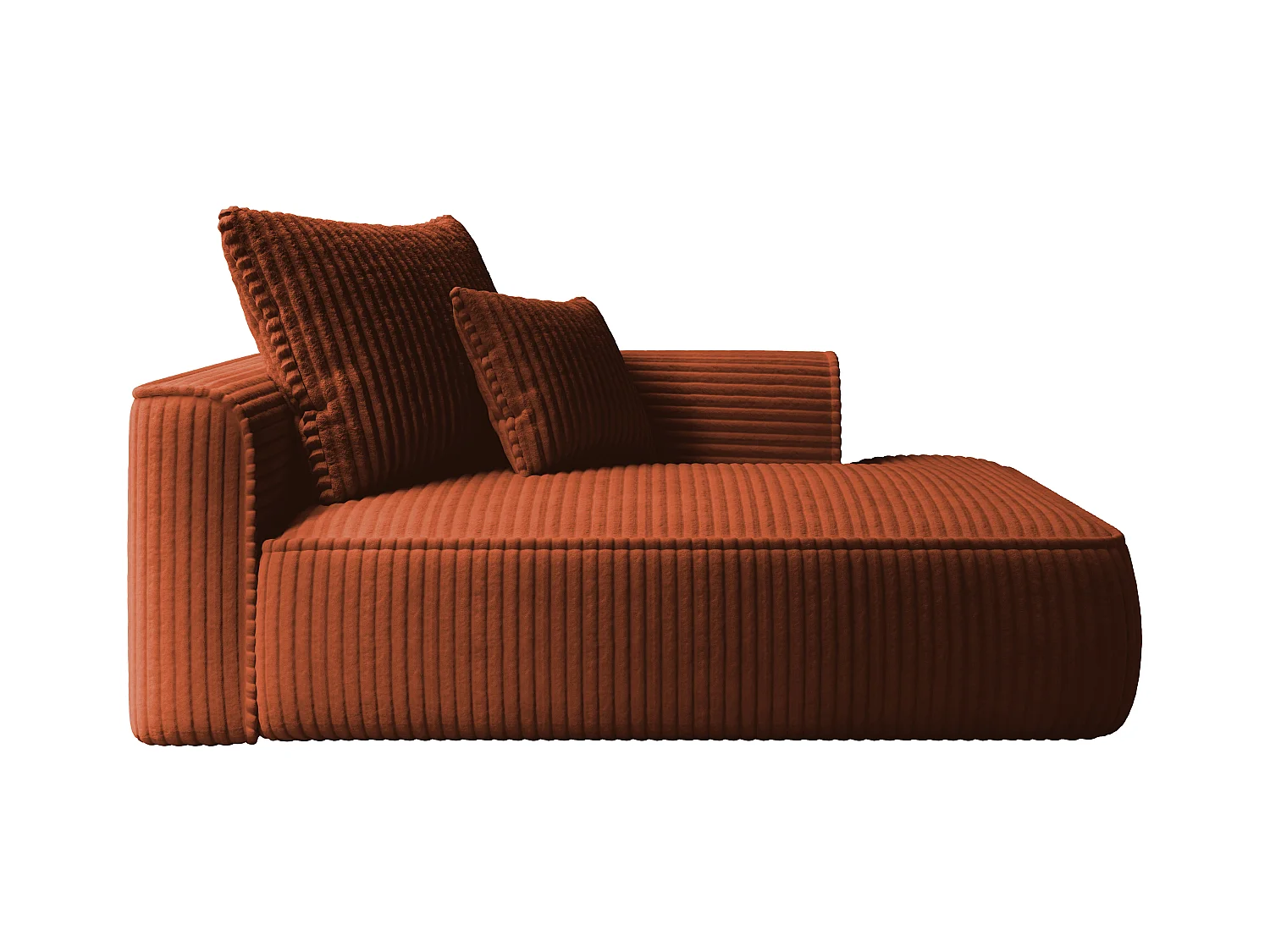 Recamiere - rechtsseitig - grob gerippter Cord - Terracotta - PINETA