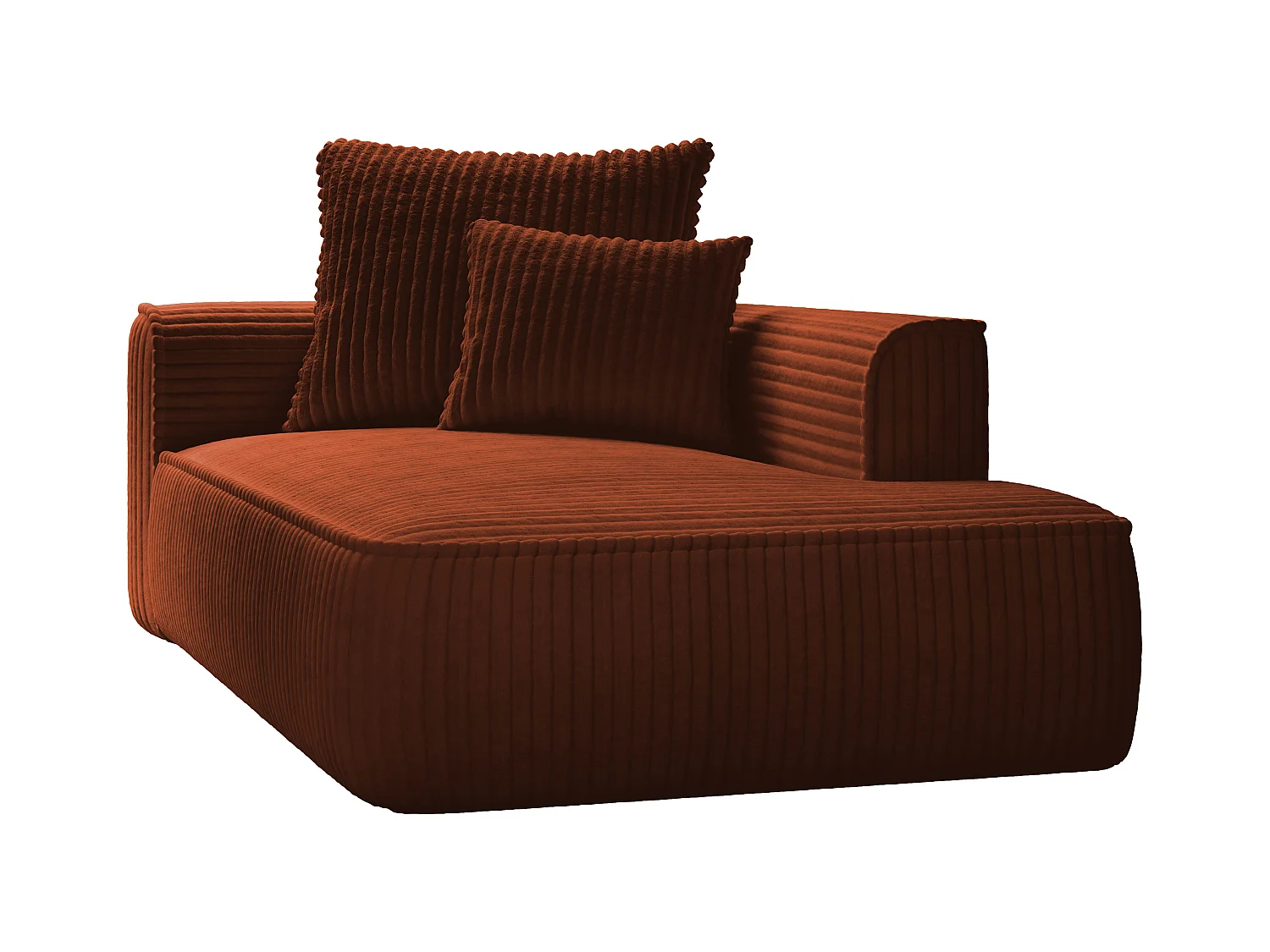 Recamiere - rechtsseitig - grob gerippter Cord - Terracotta - PINETA