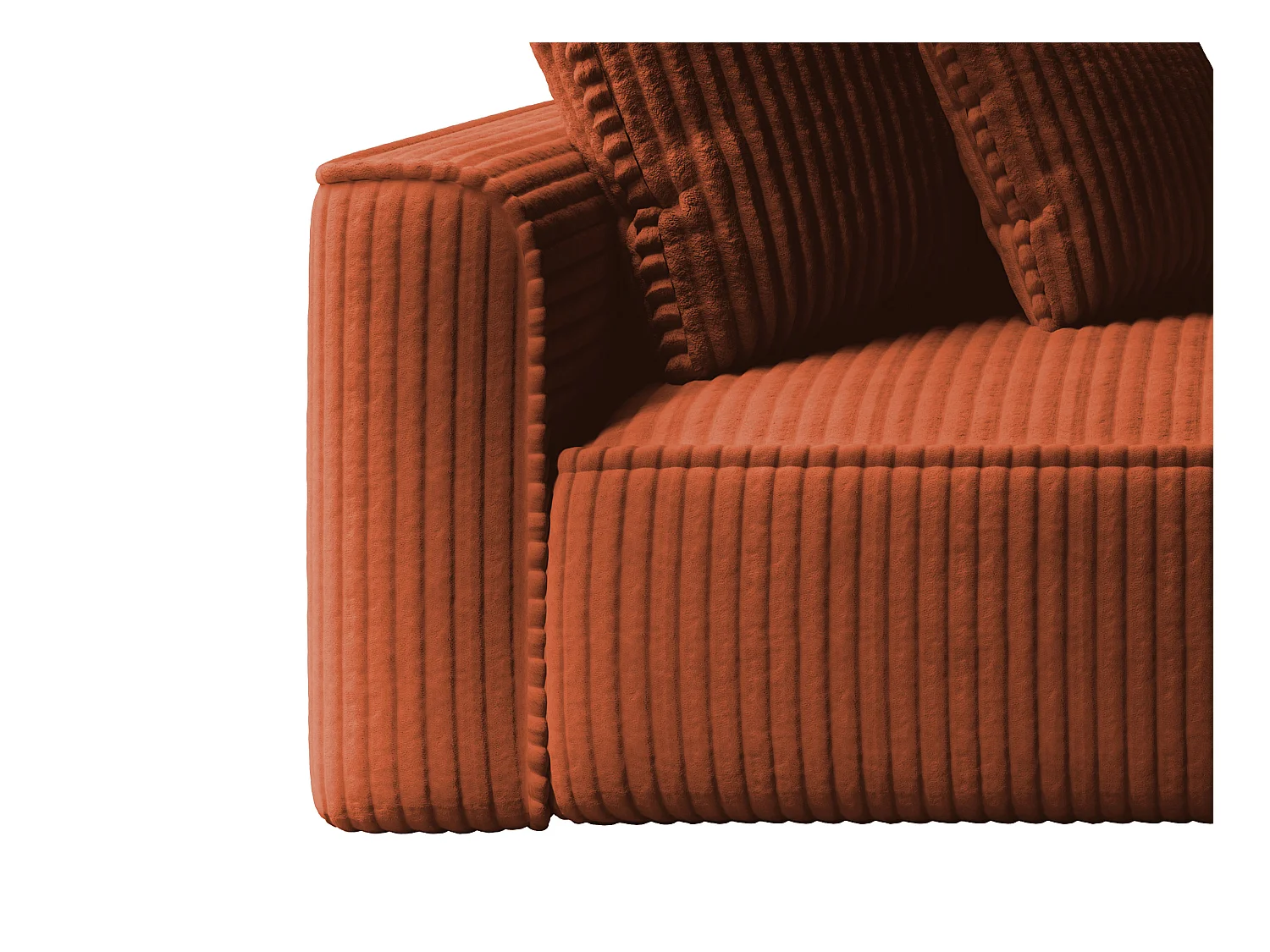 Recamiere - rechtsseitig - grob gerippter Cord - Terracotta - PINETA