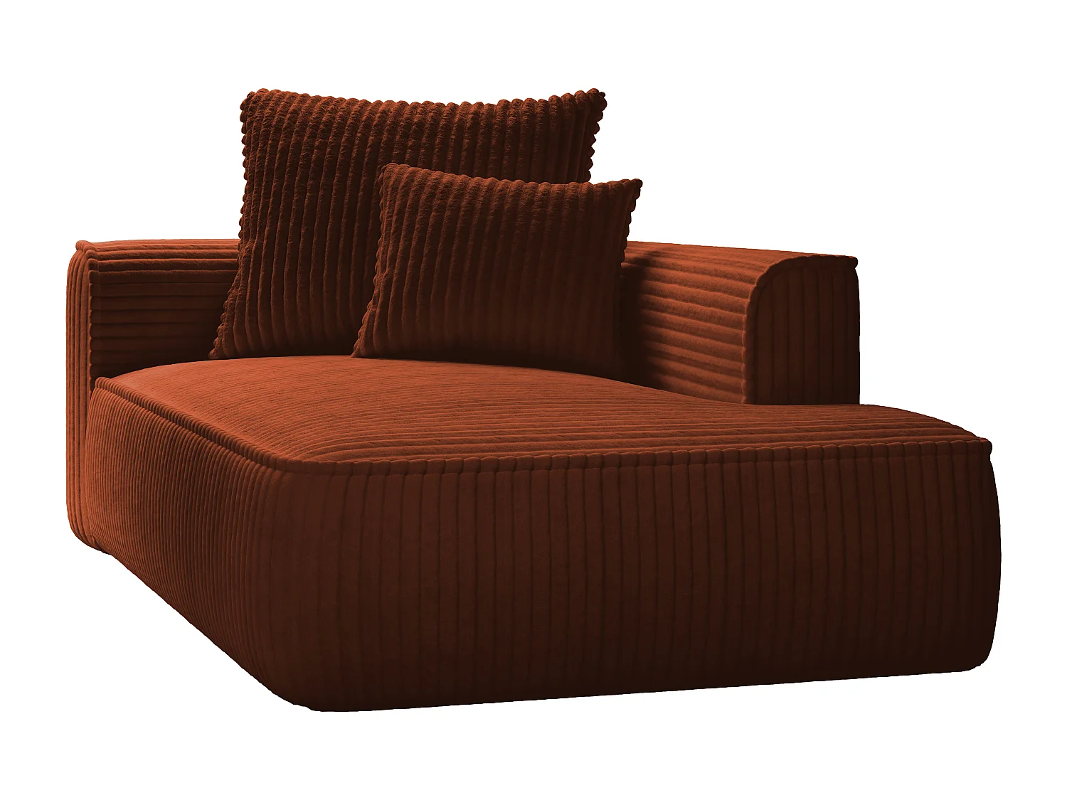 Meridian-daybed i terracotta-farvet bredriflet fløjl PINETA