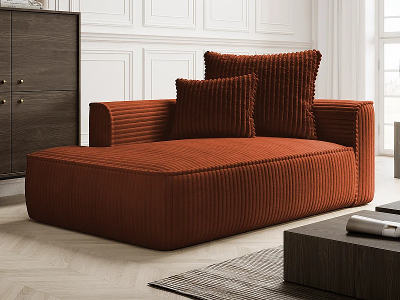 Chaise-longue esquerda em veludo canelado grosso terracota - PINETA
