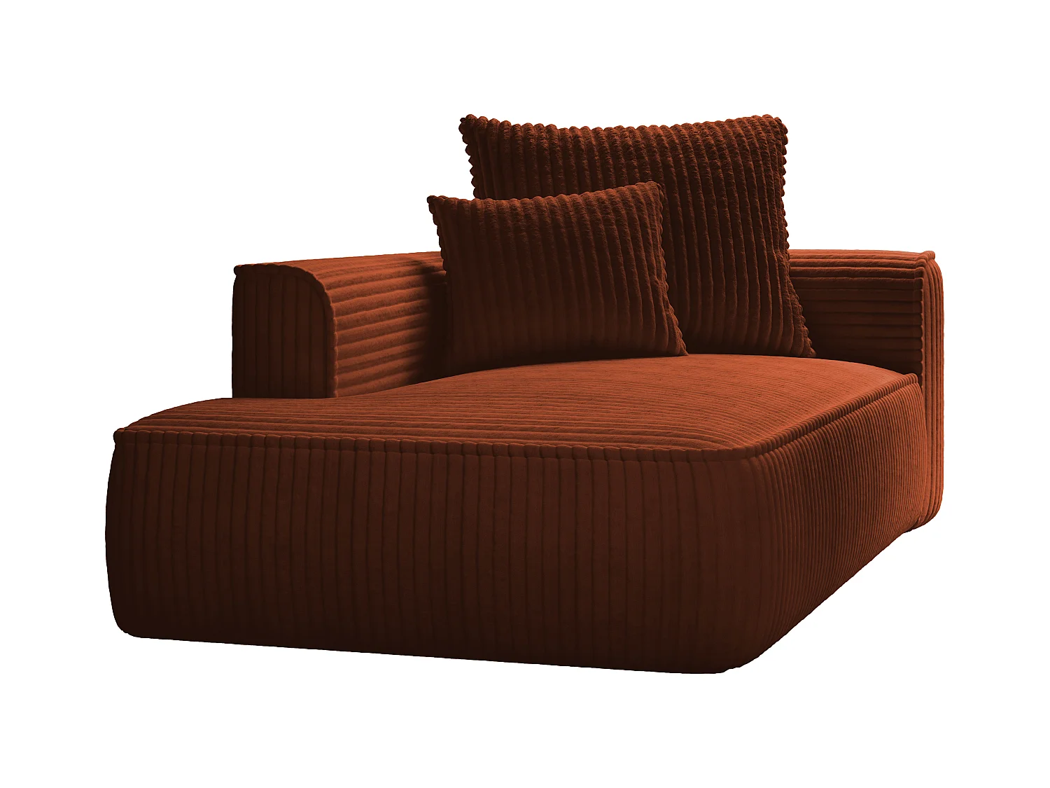 Méridienne gauche en velours côtelé grosses côtes terracotta PINETA