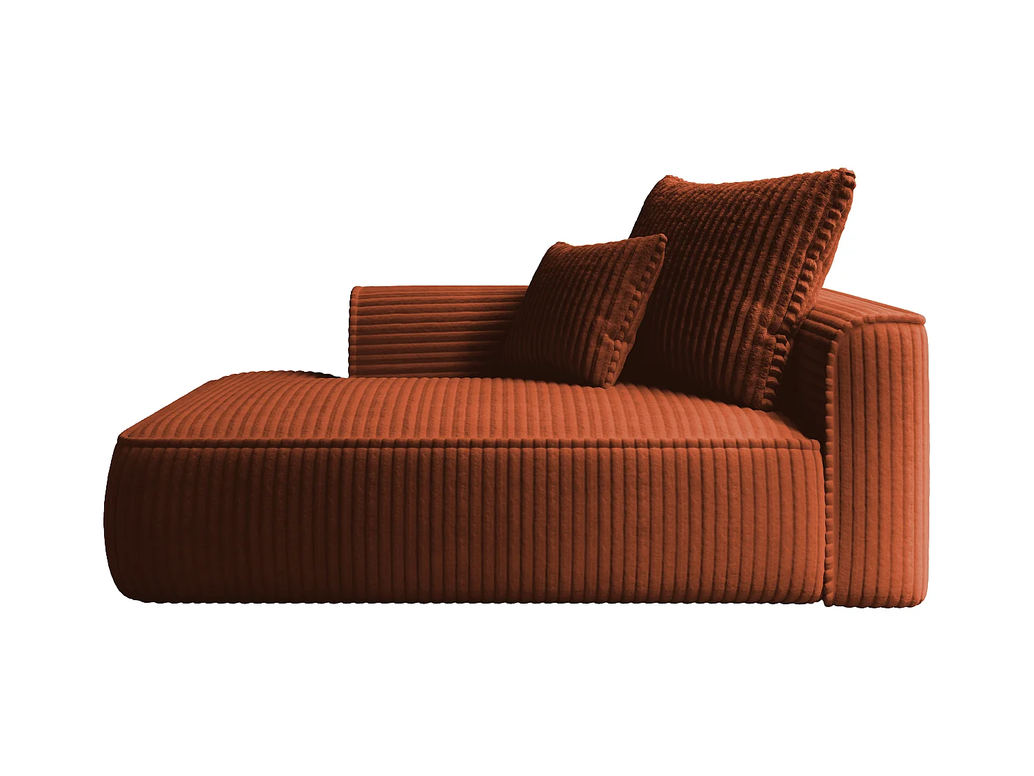 Recamiere - linksseitig - grob gerippter Cord - Terracotta - PINETA