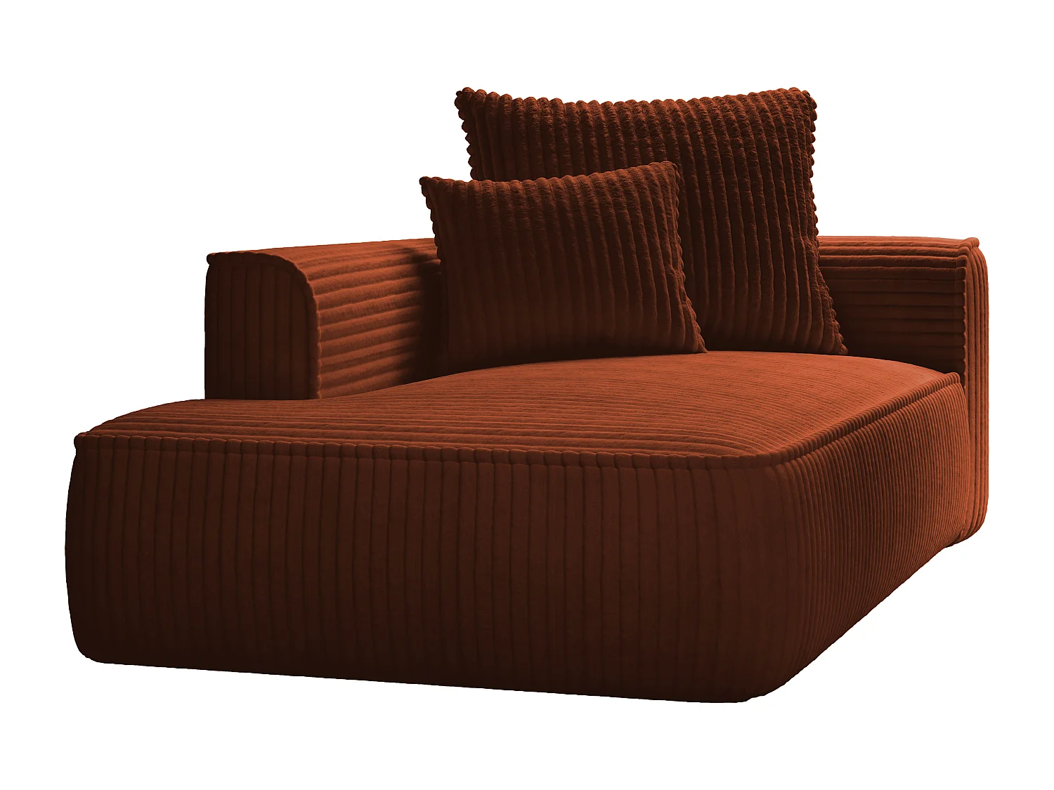 Recamiere - linksseitig - grob gerippter Cord - Terracotta - PINETA