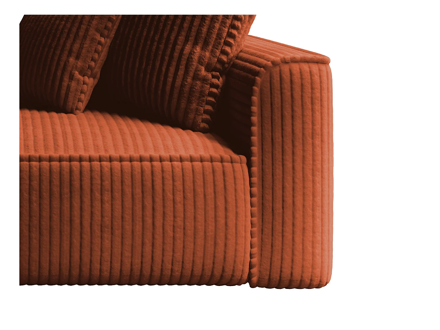 Recamiere - linksseitig - grob gerippter Cord - Terracotta - PINETA