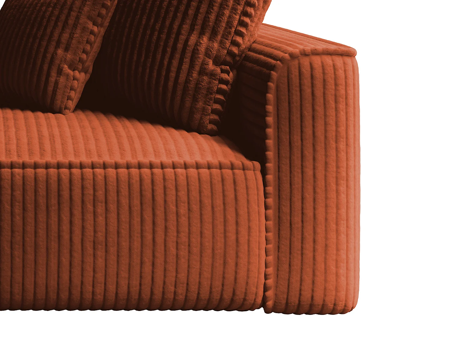 Méridienne gauche en velours côtelé grosses côtes terracotta PINETA