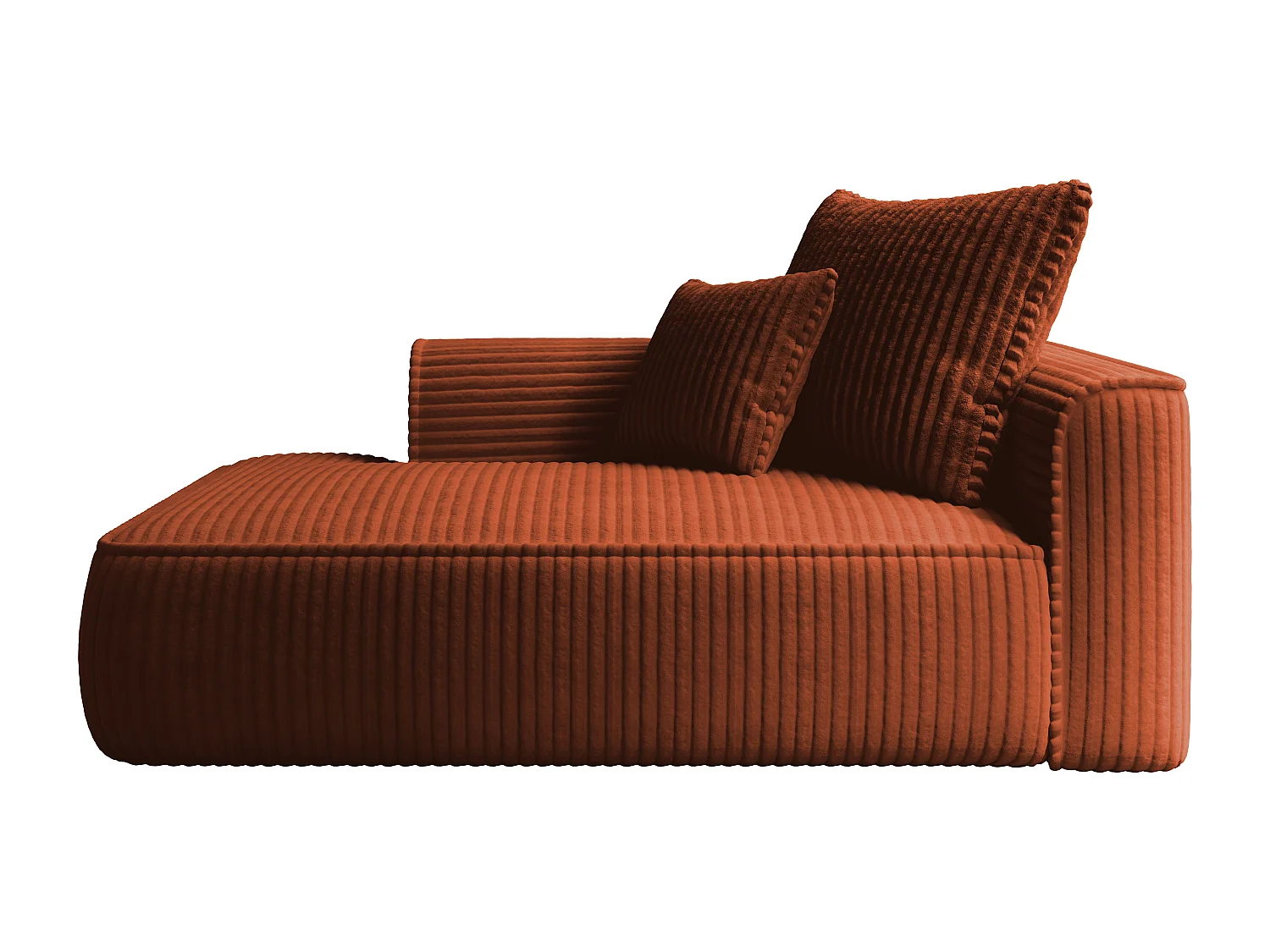 Méridienne gauche en velours côtelé grosses côtes terracotta PINETA