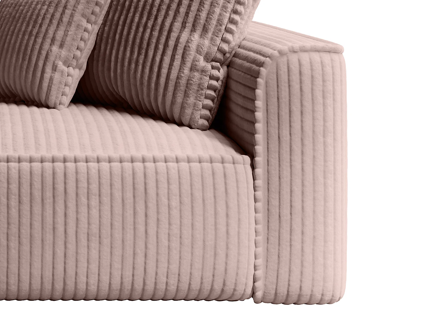 Venstre chaiselong i pudderrosa kordfløyel med store ribber PINETA