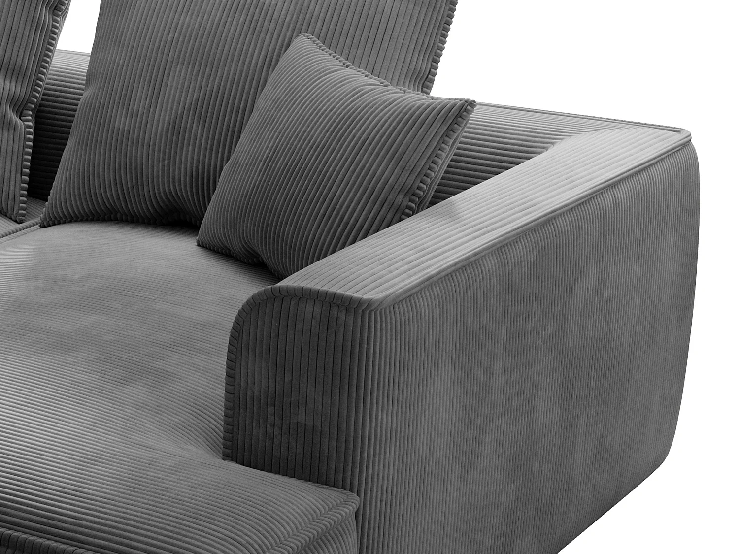 Canapé 3 places confort assise profonde en velours côtelé gris anthracite PINETA