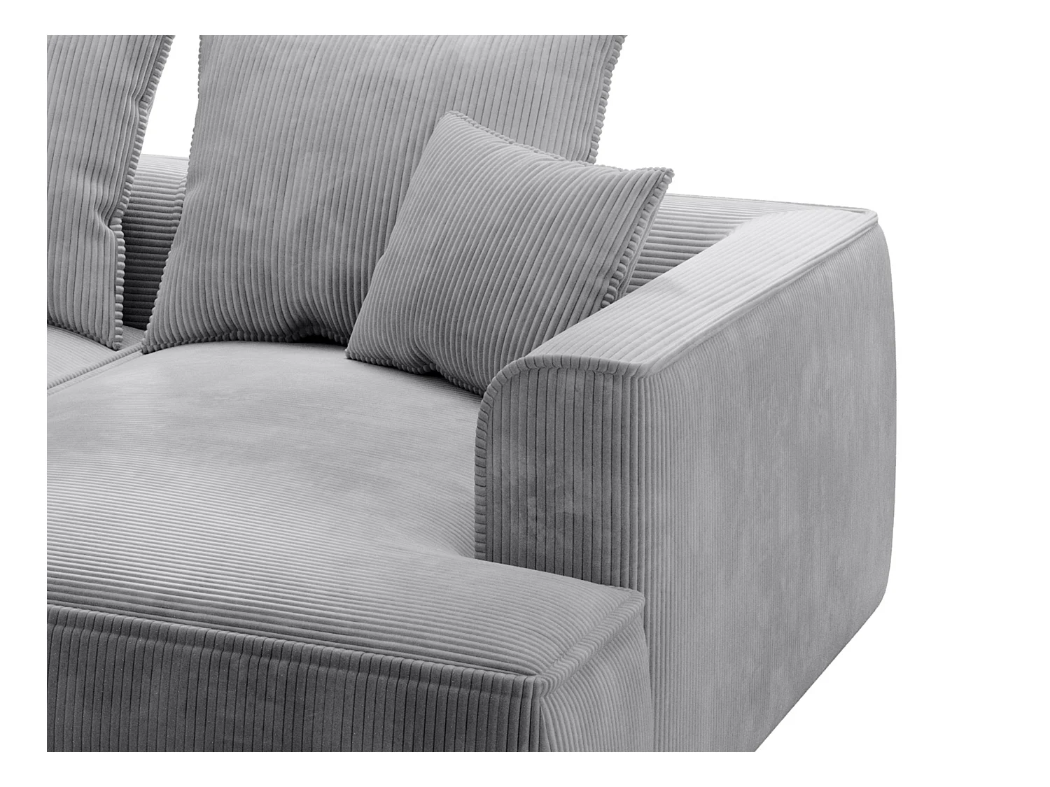 Sofa 3-Sitzer - tiefe Komfortsitzfläche - Cord - Hellgrau - PINETA