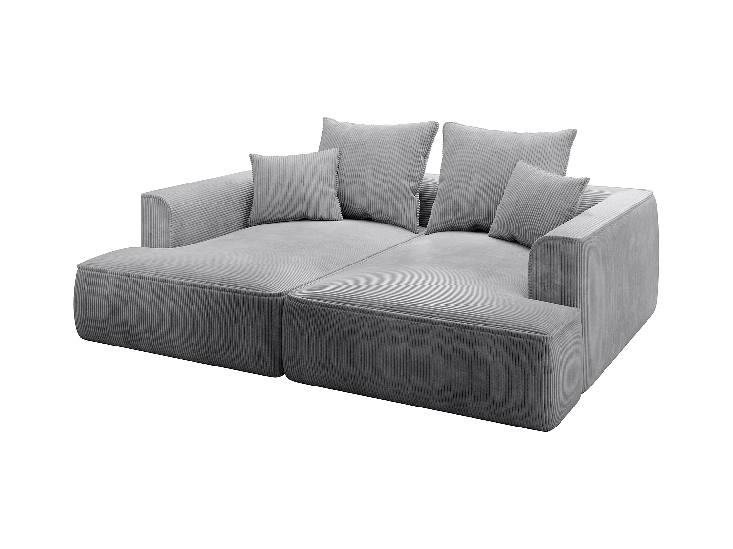 Canapé 3 places confort assise profonde en velours côtelé gris clair PINETA