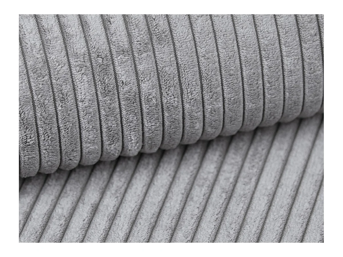 Canapé 3 places confort assise profonde en velours côtelé gris clair PINETA