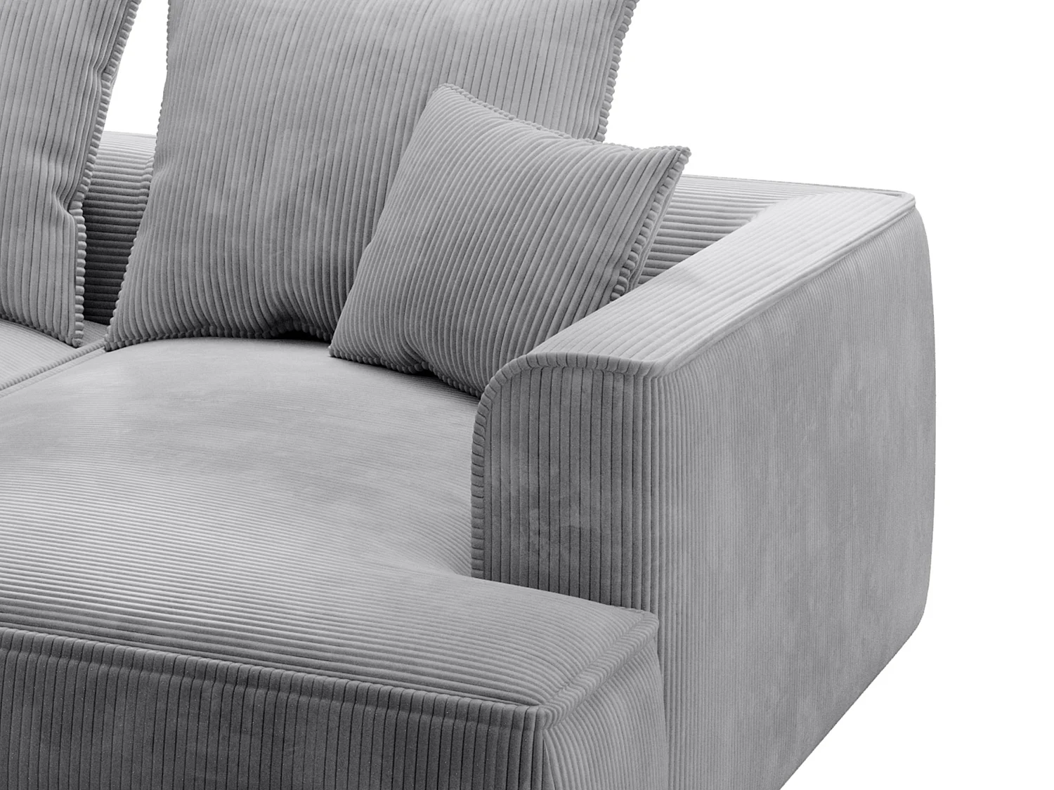 Canapé 3 places confort assise profonde en velours côtelé gris clair PINETA