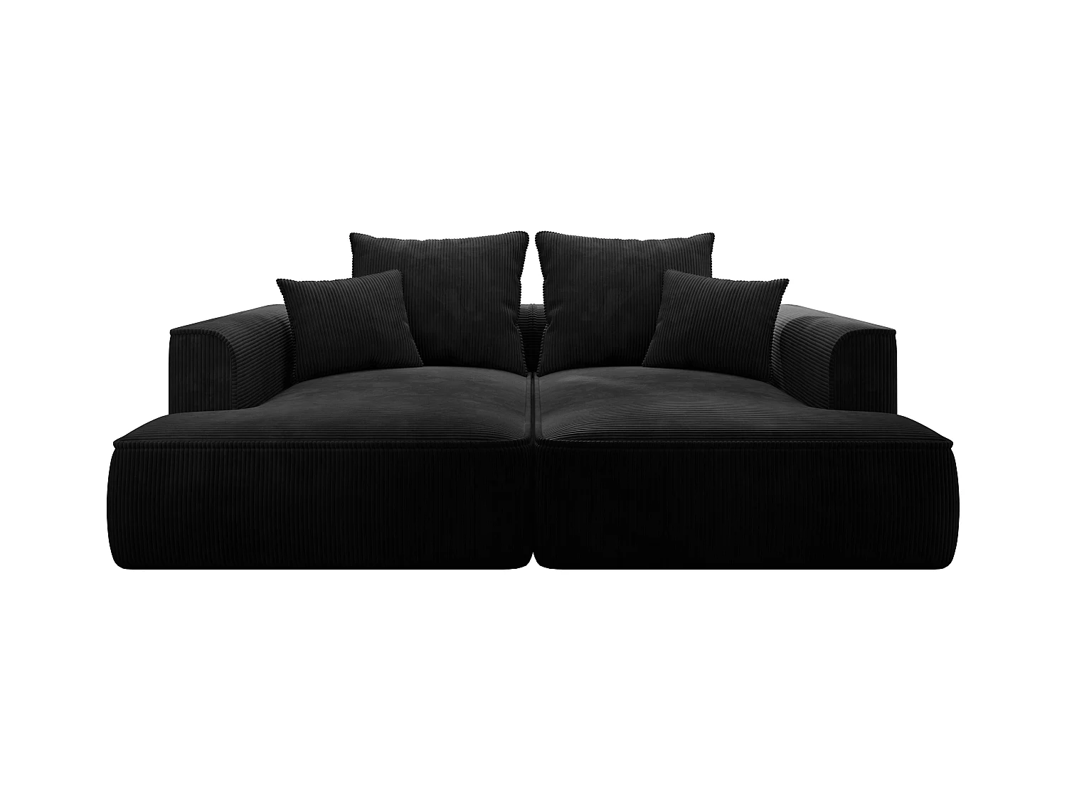 Canapé 3 places confort assise profonde en velours côtelé noir PINETA