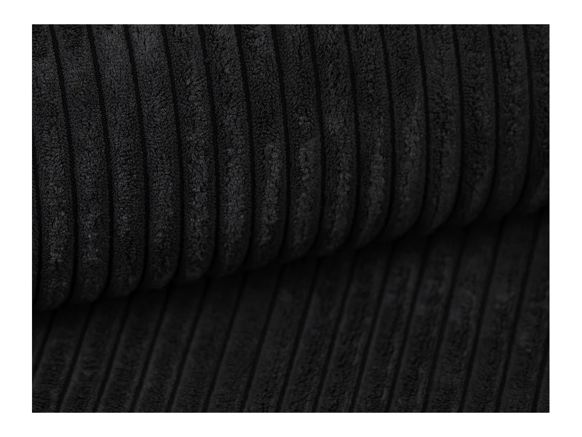 Canapé 3 places confort assise profonde en velours côtelé noir PINETA