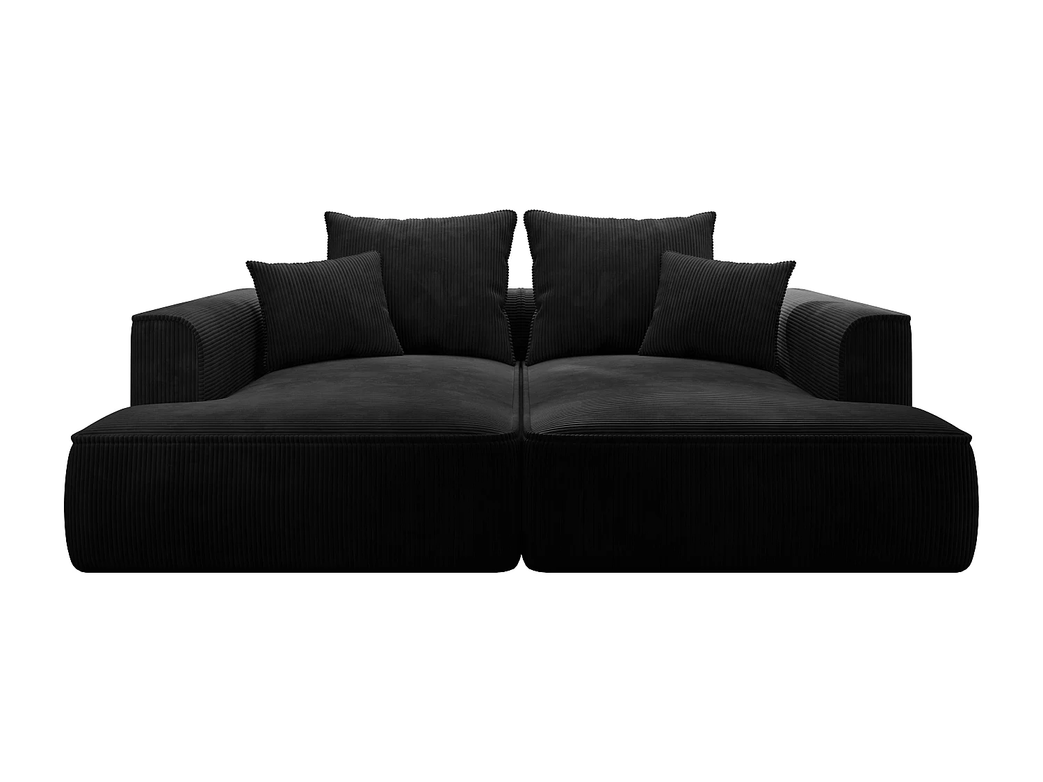 Canapé 3 places confort assise profonde en velours côtelé noir PINETA