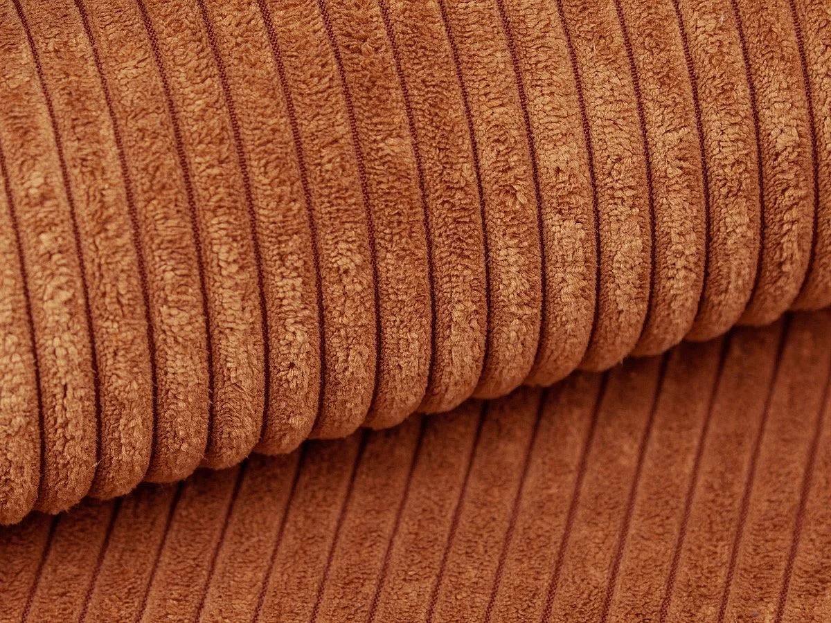 Sofá de 3 lugares conforto assento profundo em veludo canelado terracota - PINETA