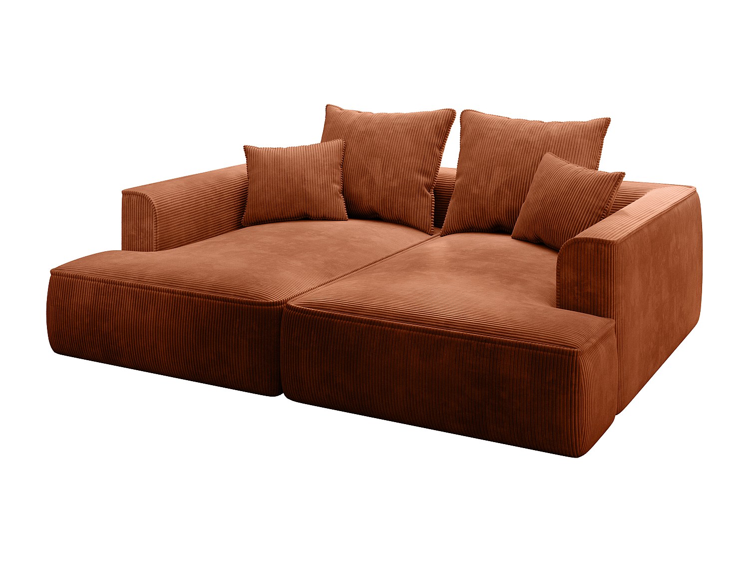 Sofa 3-Sitzer - tiefe Komfortsitzfläche - Cord - Terracotta - PINETA günstig online kaufen