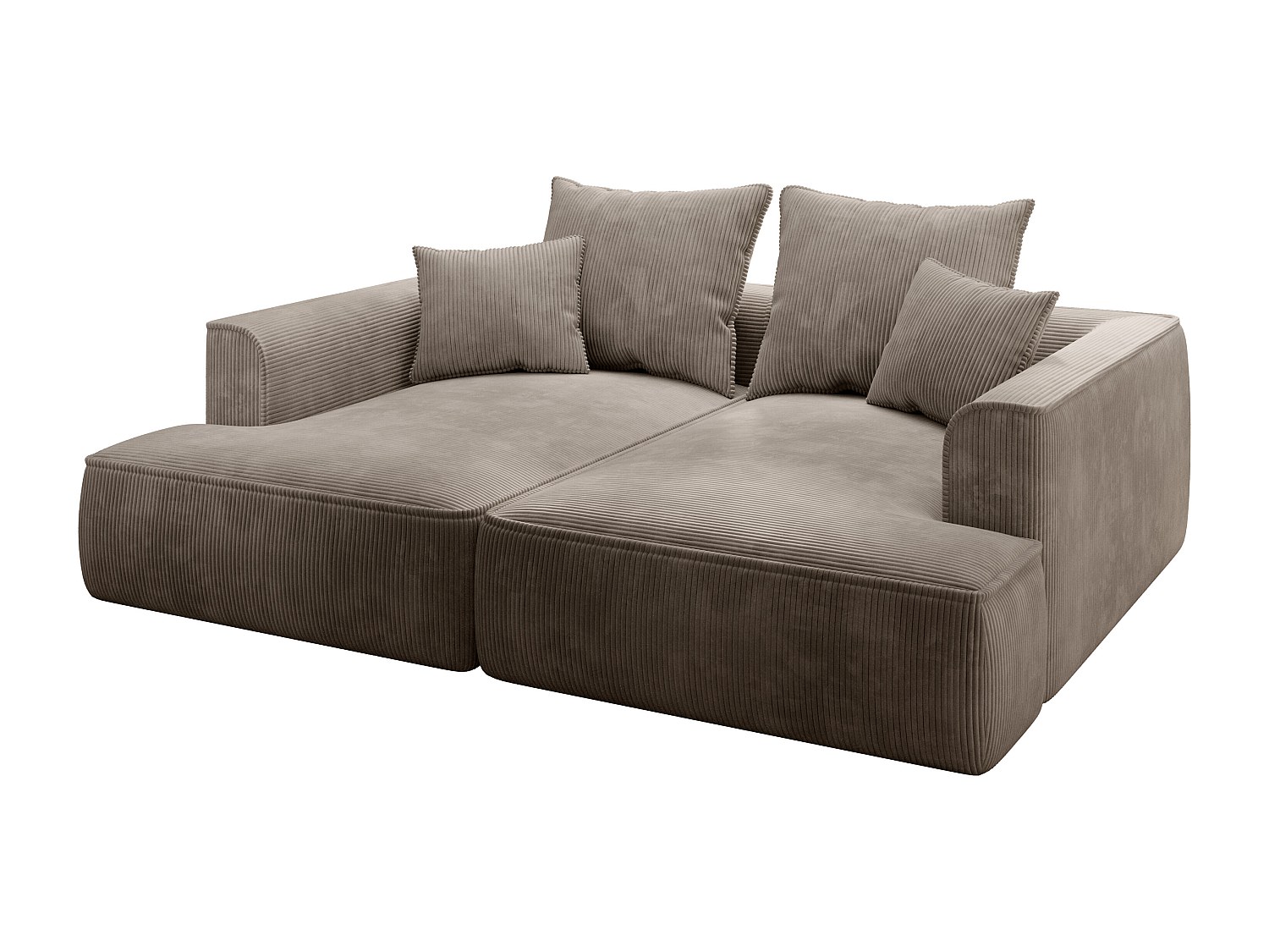 Sofa 3-Sitzer - tiefe Komfortsitzfläche - Cord - Taupe - PINETA günstig online kaufen