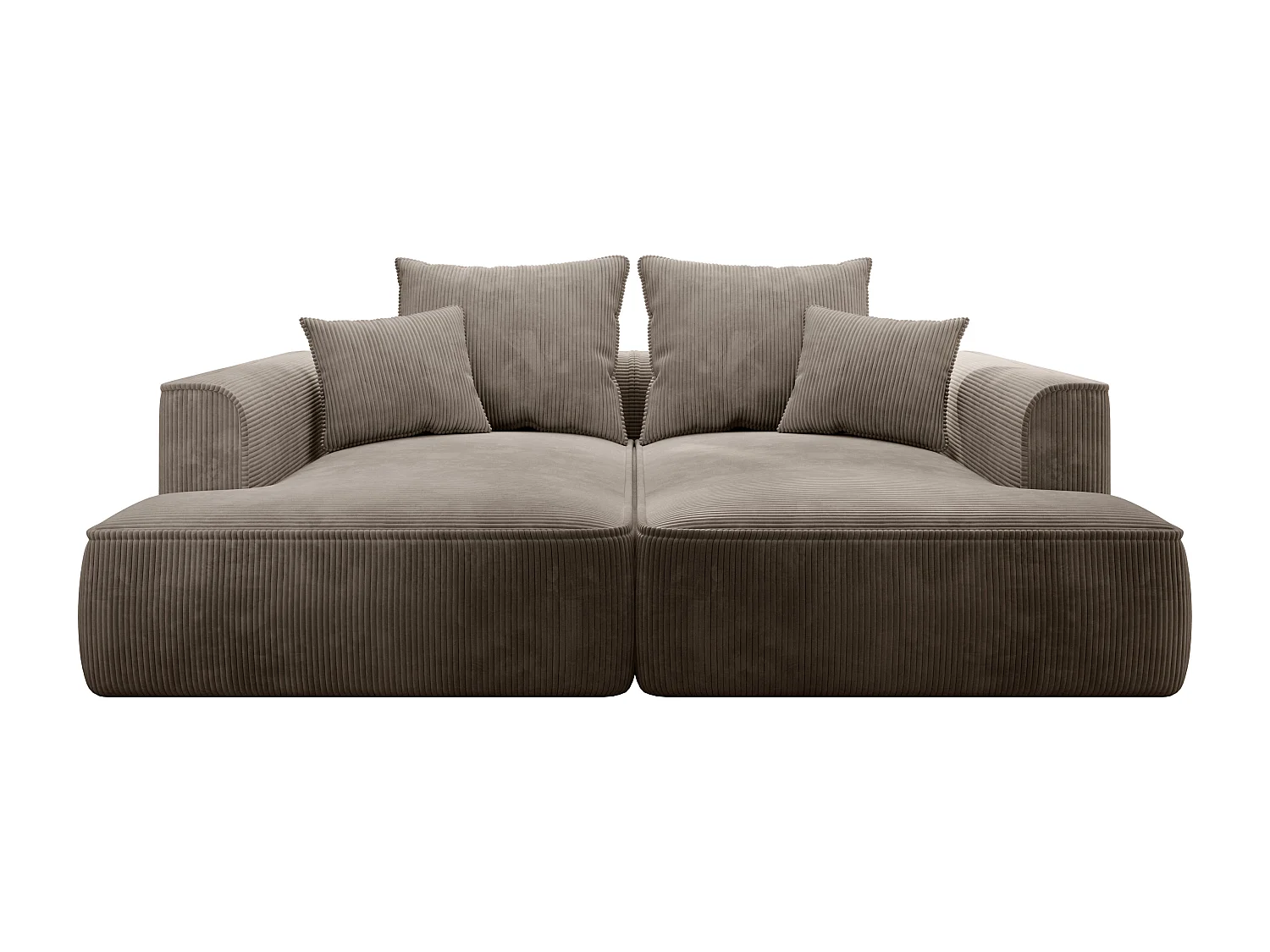 Canapé 3 places confort assise profonde en velours côtelé taupe PINETA