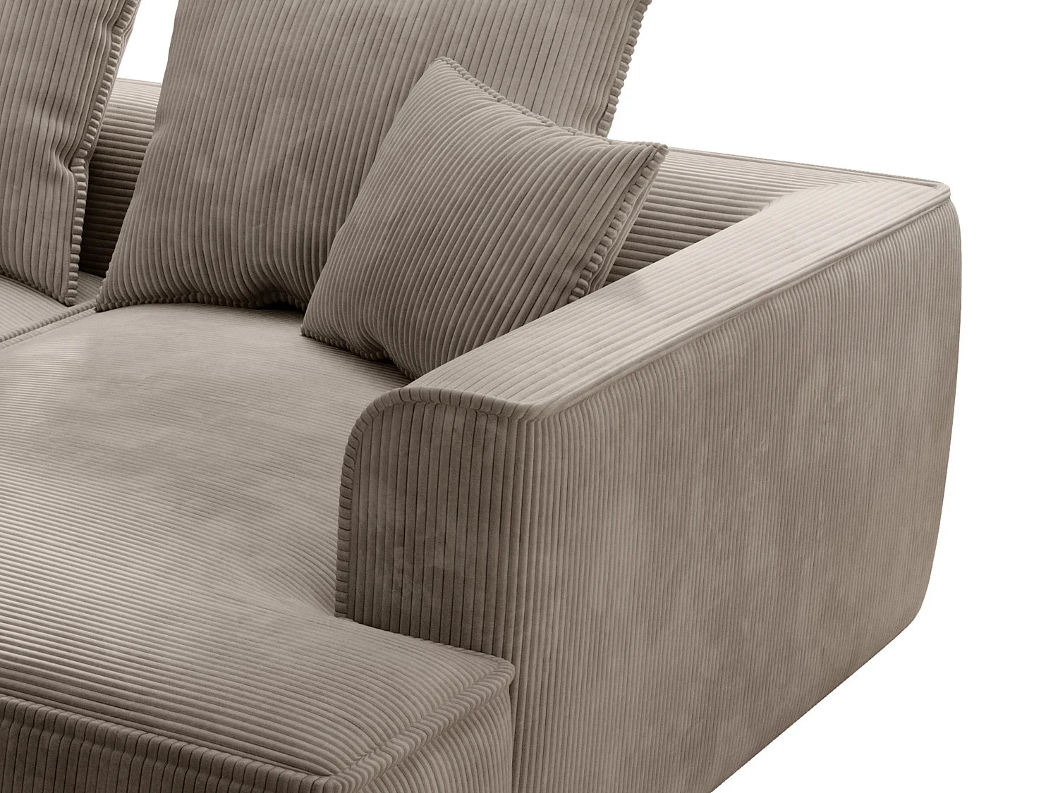 Canapé 3 places confort assise profonde en velours côtelé taupe PINETA