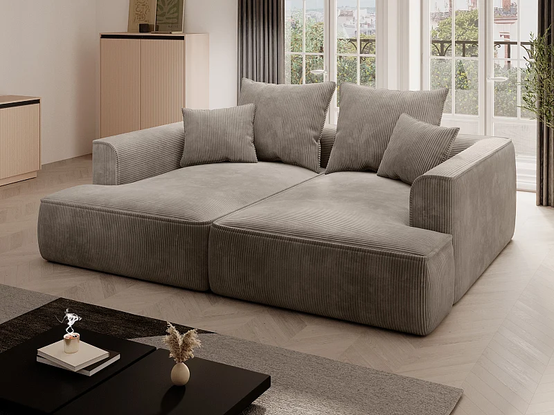 Sofa 3-Sitzer - tiefe Komfortsitzfläche - Cord - Taupe - PINETA