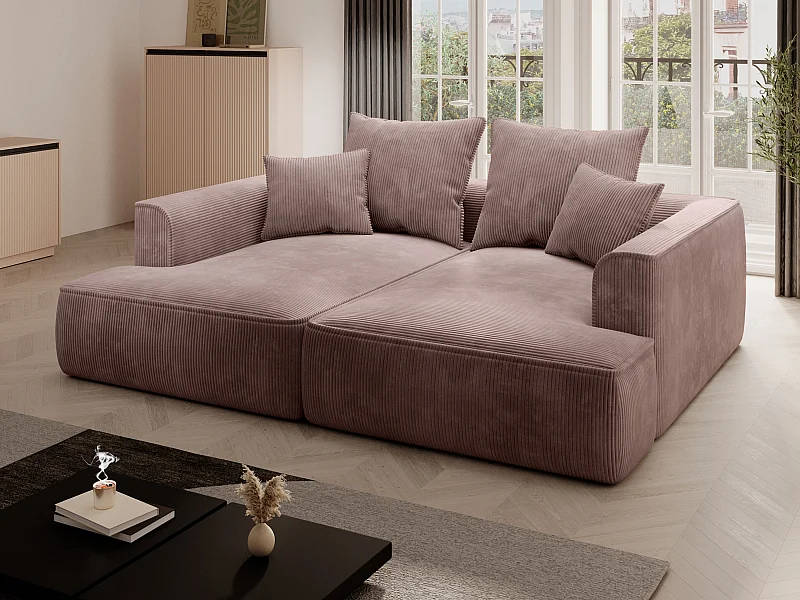 Sofa 3-Sitzer - tiefe Komfortsitzfläche - Cord - Rosa - PINETA