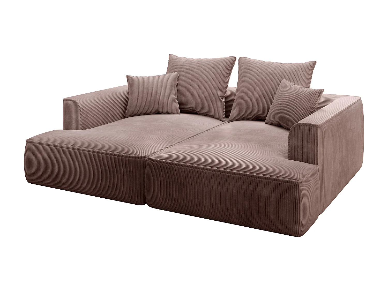 Canapé 3 places confort assise profonde en velours côtelé rose PINETA