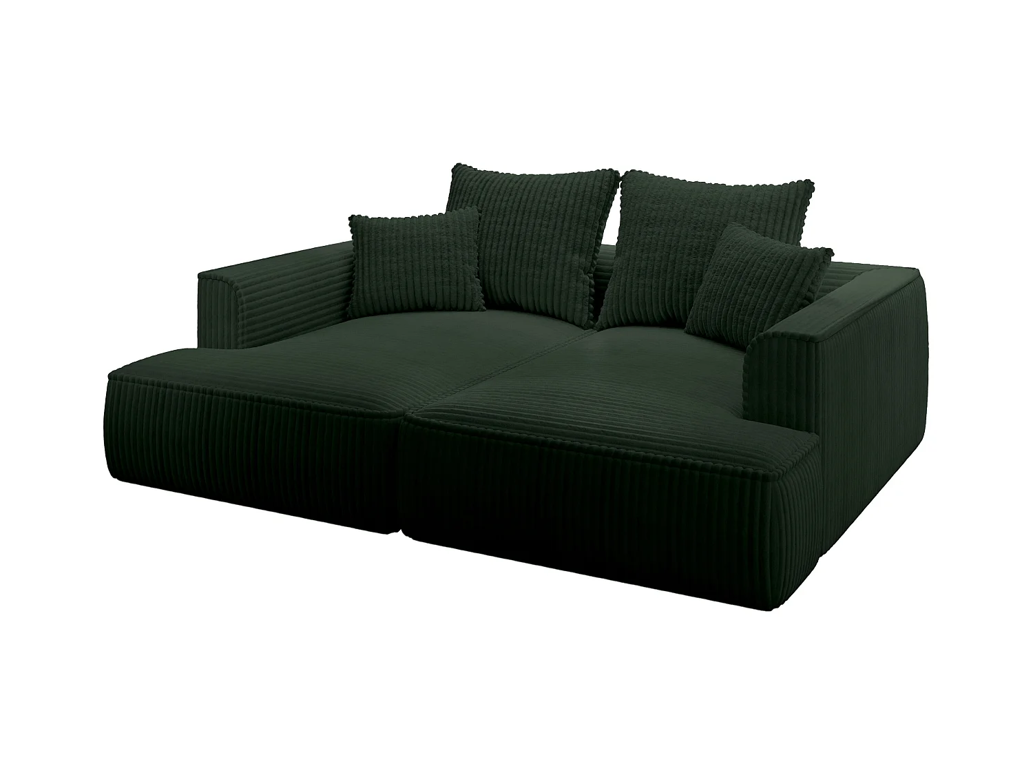 Sofa 3-Sitzer - tiefe Komfortsitzfläche - grob gerippter Cord - Grün - PINETA