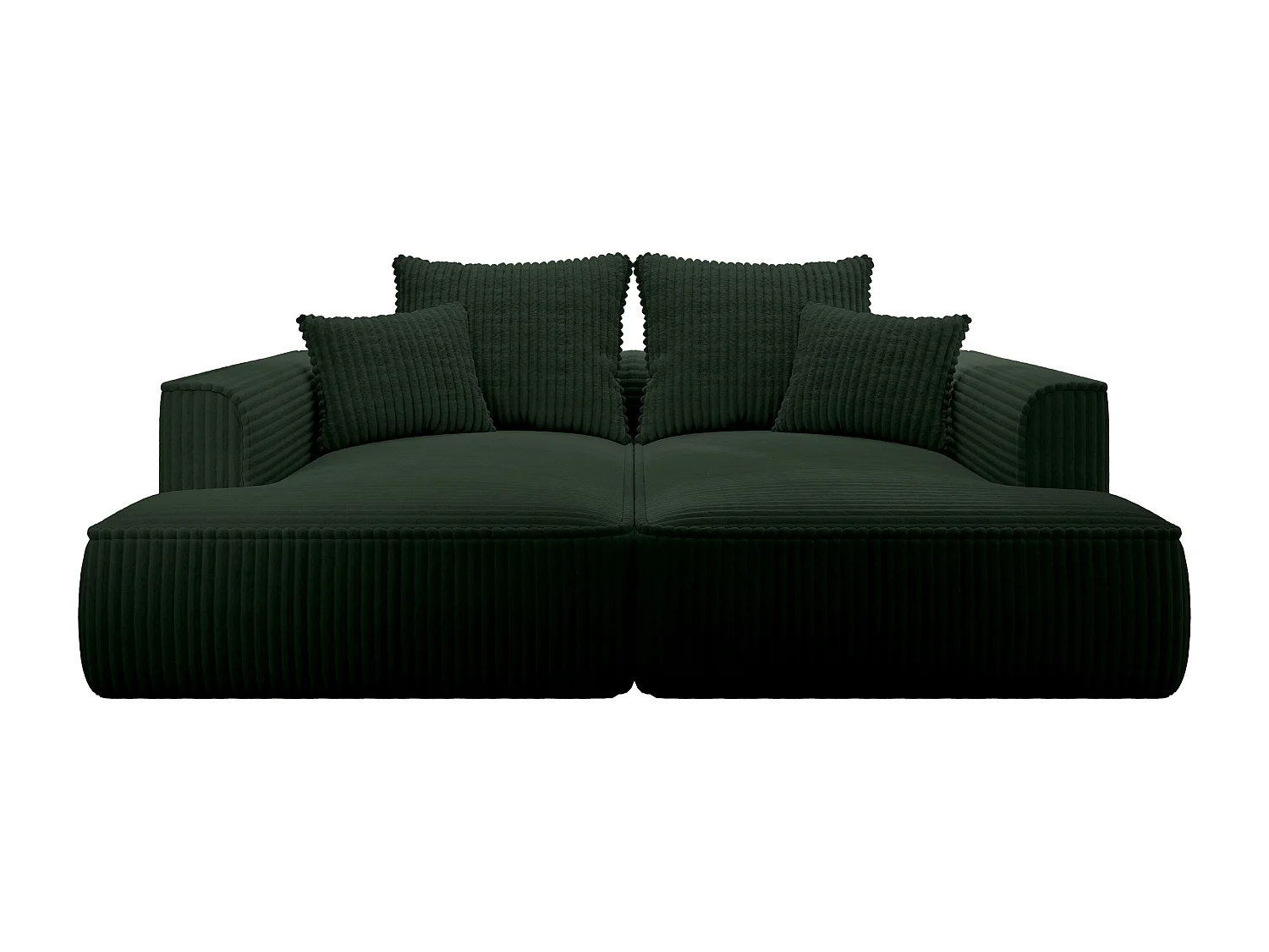 Canapé 3 places confort assise profonde en velours côtelé grosses côtes vert PINETA