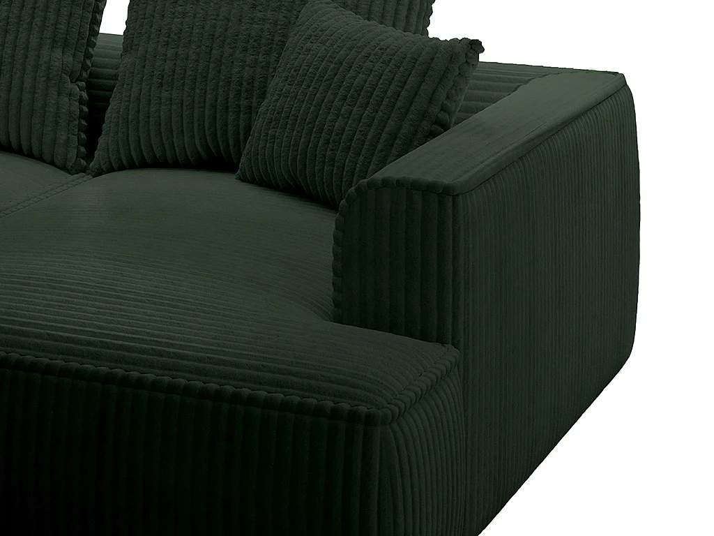 Canapé 3 places confort assise profonde en velours côtelé grosses côtes vert PINETA