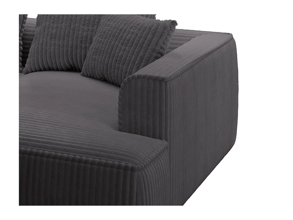 Canapé 3 places confort assise profonde en velours côtelé grosses côtes gris anthracite PINETA
