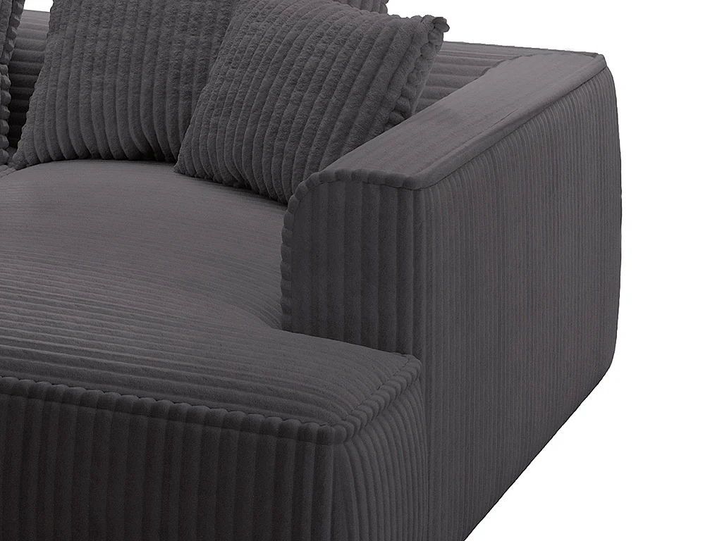 Canapé 3 places confort assise profonde en velours côtelé grosses côtes gris anthracite PINETA