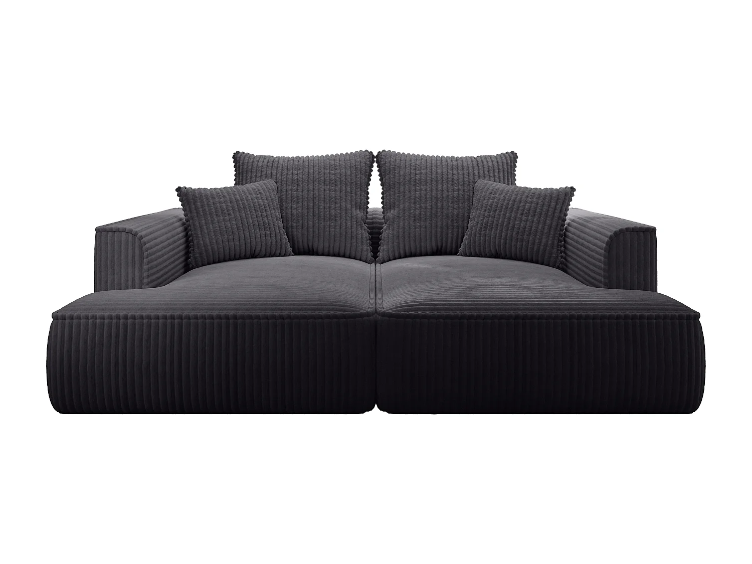 Sofá de 3 plazas con asiento profundo de pana negro de gran tamaño PINETA