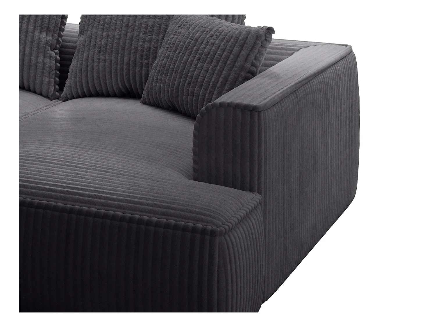 Sofá de 3 plazas con asiento profundo de pana negro de gran tamaño PINETA