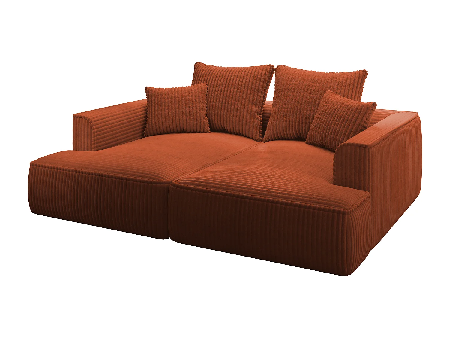Sofa 3-Sitzer - tiefe Komfortsitzfläche - grob gerippter Cord - Terracotta - PINETA