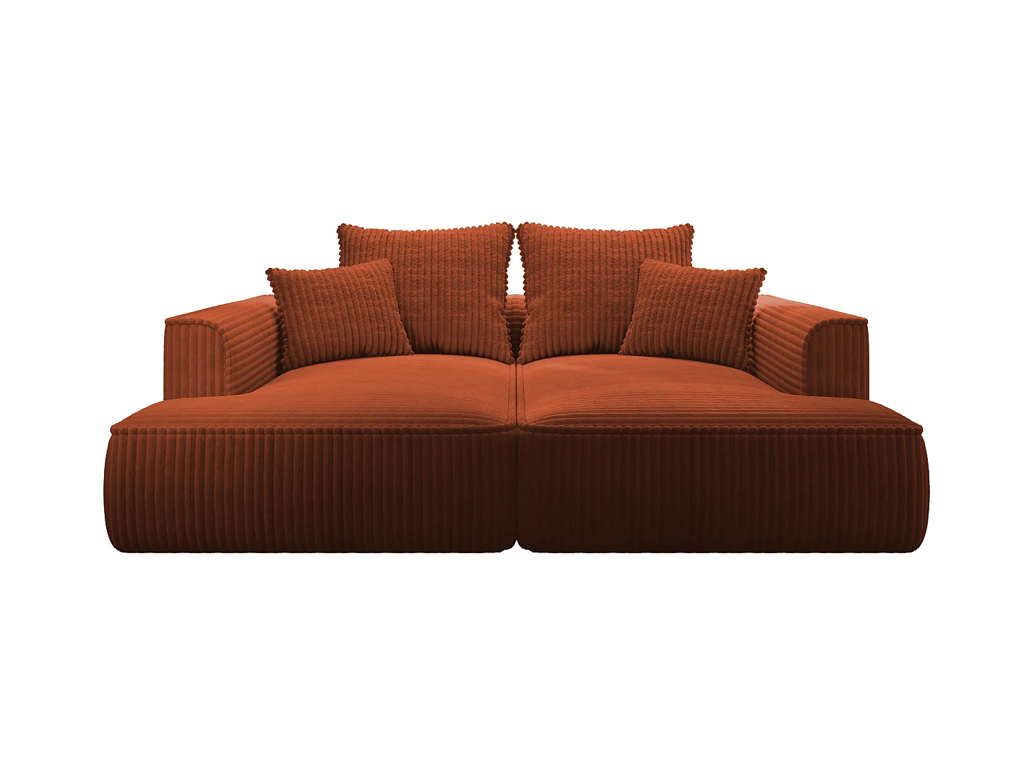 Sofa 3-Sitzer - tiefe Komfortsitzfläche - grob gerippter Cord - Terracotta - PINETA