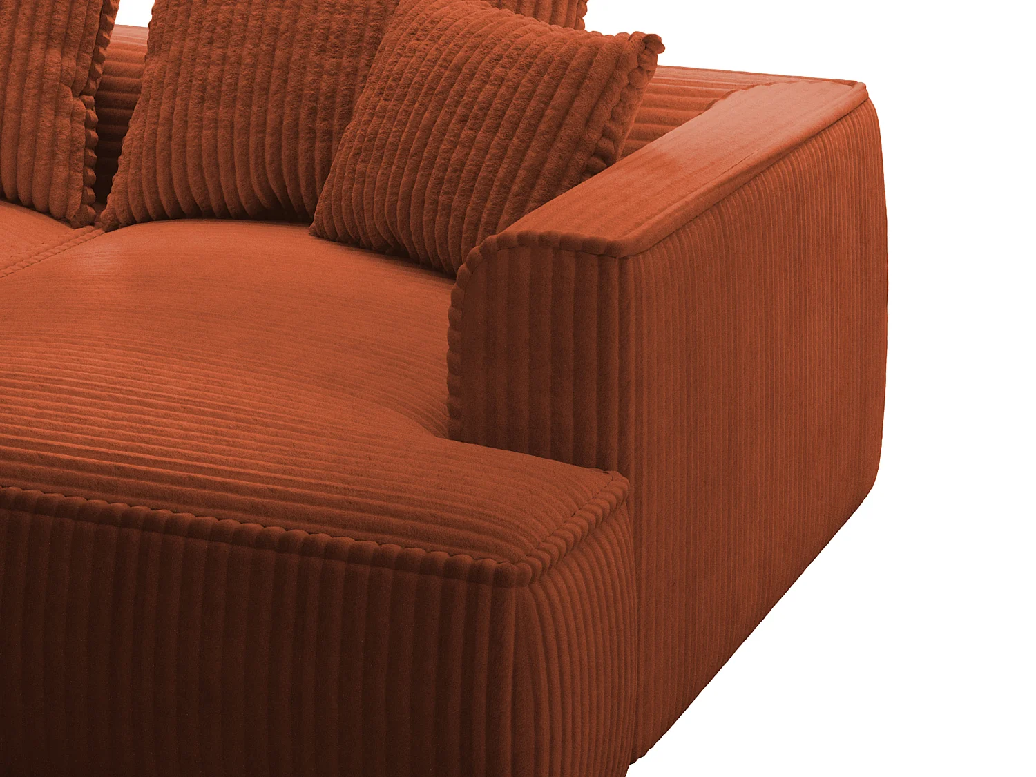 Sofa 3-Sitzer - tiefe Komfortsitzfläche - grob gerippter Cord - Terracotta - PINETA