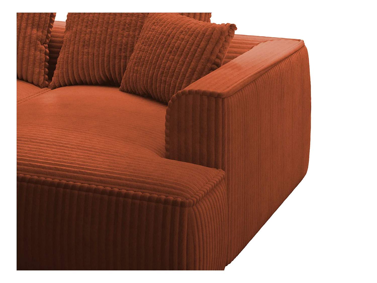 Canapé 3 places confort assise profonde en velours côtelé grosses côtes terracotta PINETA