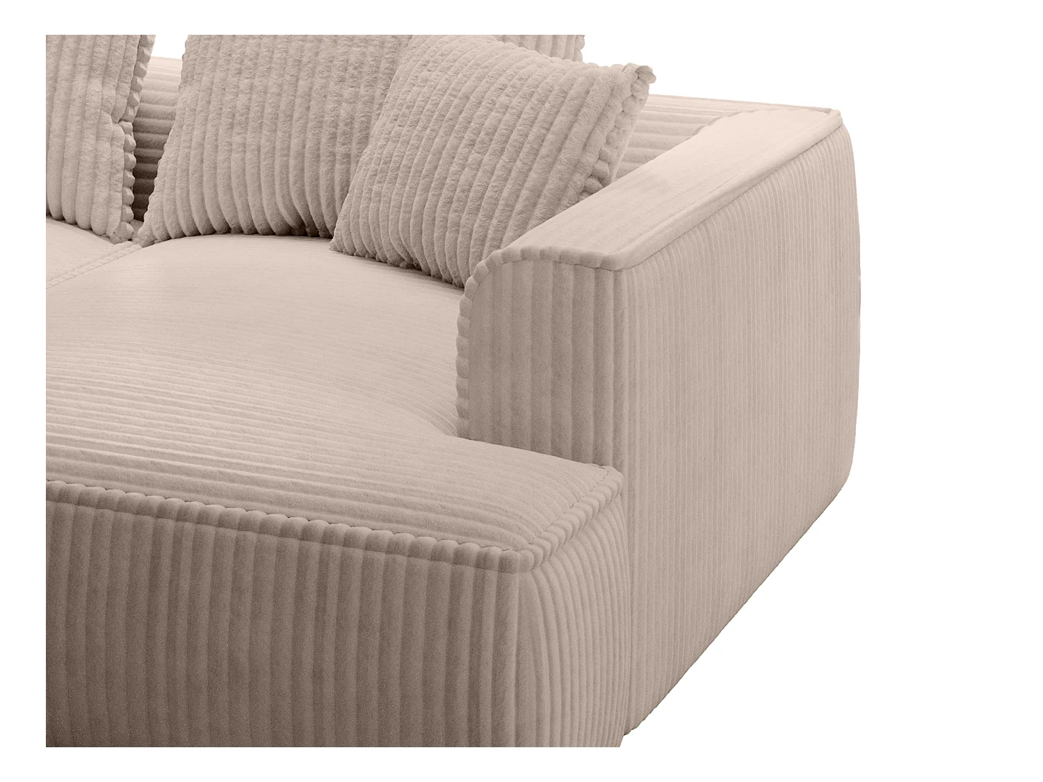 Canapé 3 places confort assise profonde en velours côtelé grosses côtes taupe PINETA