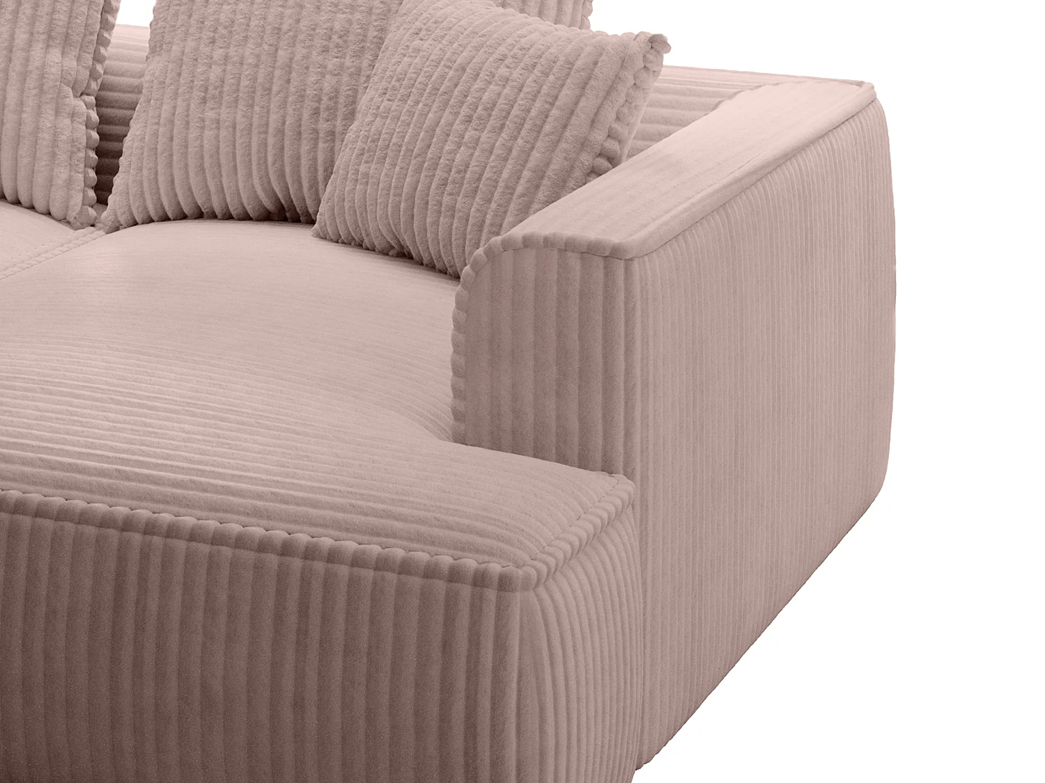 Sofa 3-Sitzer - tiefe Komfortsitzfläche - grob gerippter Cord - Puderrosa - PINETA