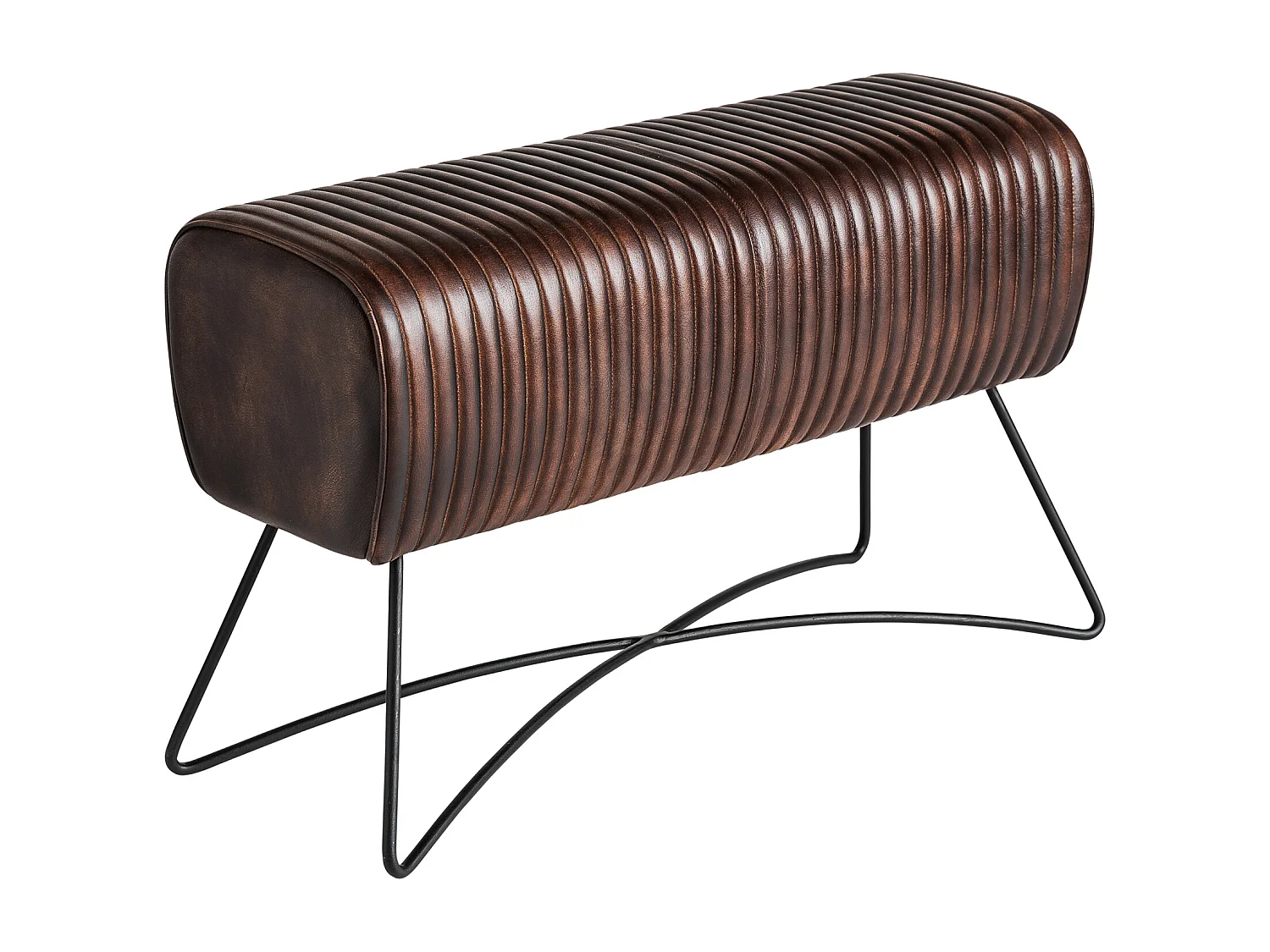 Taburete de piel en color marrón de 82x31x50cm