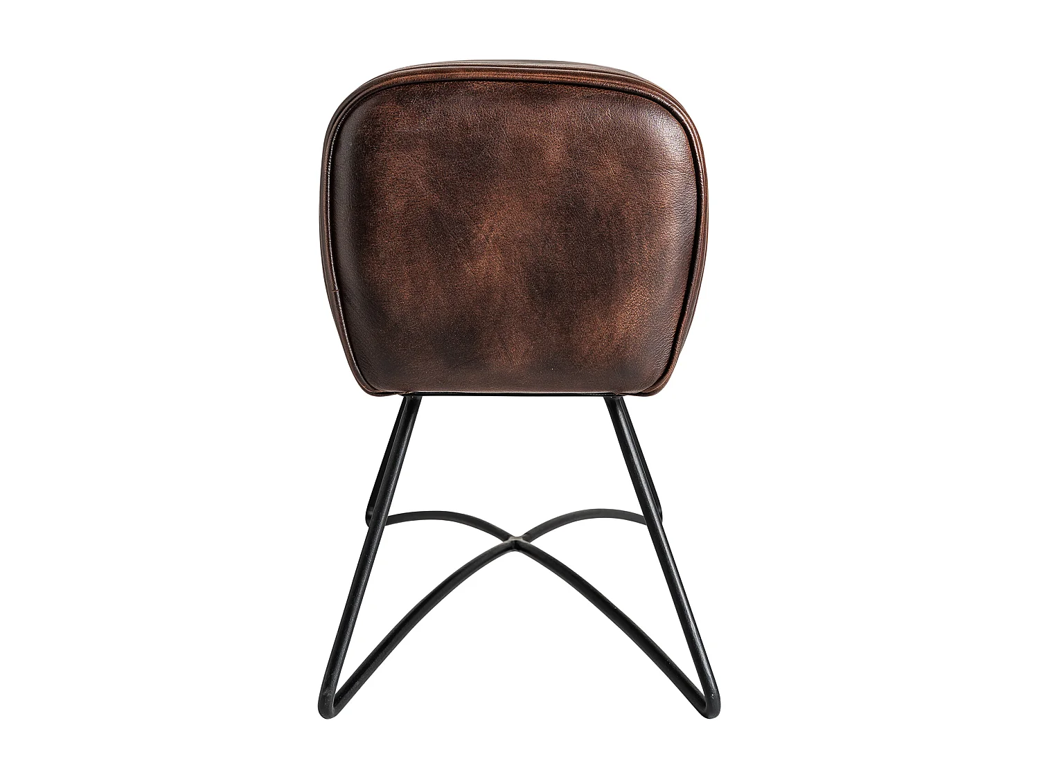 Taburete de piel en color marrón de 82x31x50cm