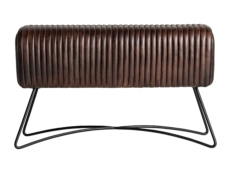 Taburete de piel en color marrón de 82x31x50cm