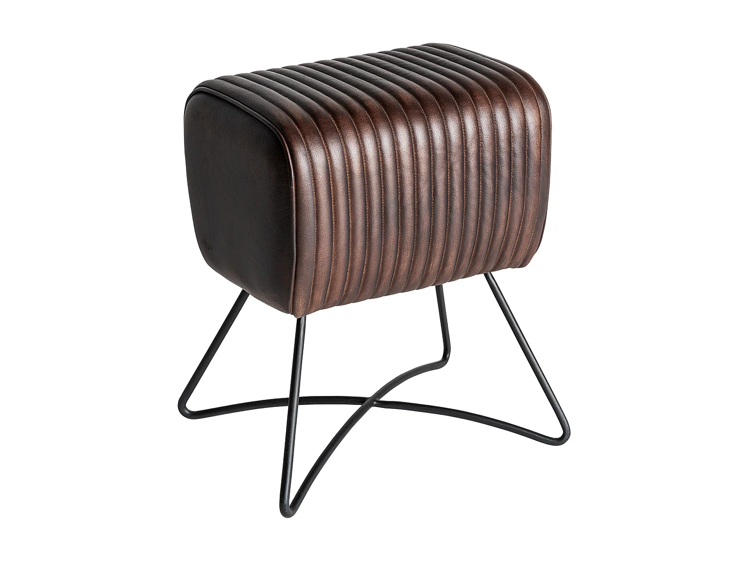 Taburete de piel en color marrón de 40x32x50cm