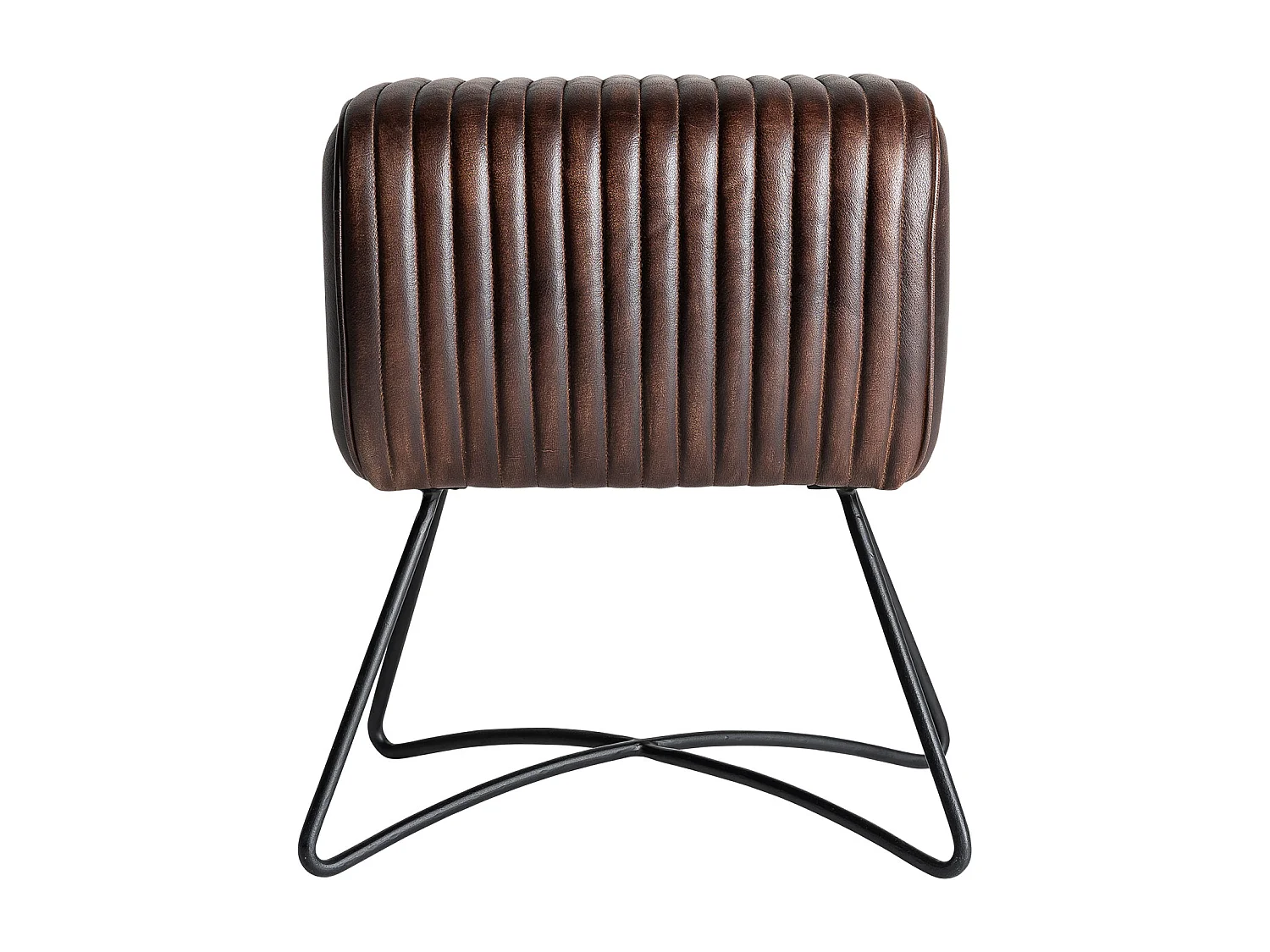 Taburete de piel en color marrón de 40x32x50cm