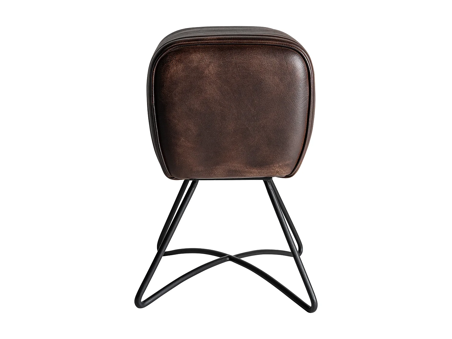 Taburete de piel en color marrón de 40x32x50cm