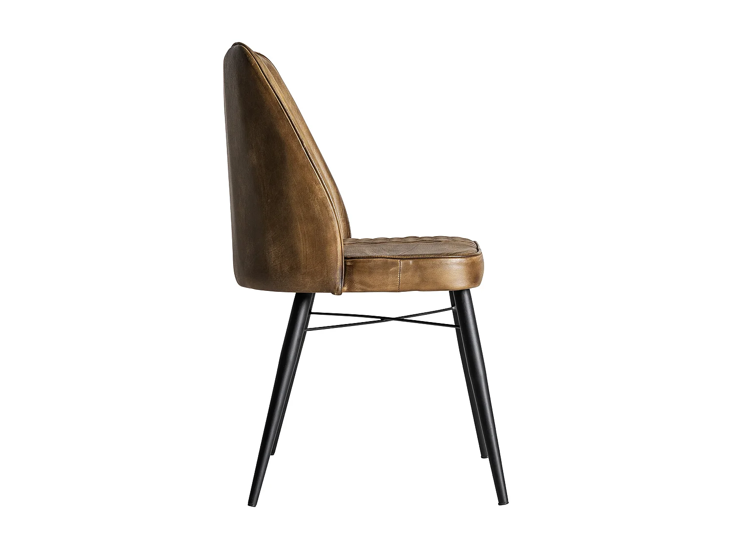 Chaise en peau camel  en 48x48x82 cm