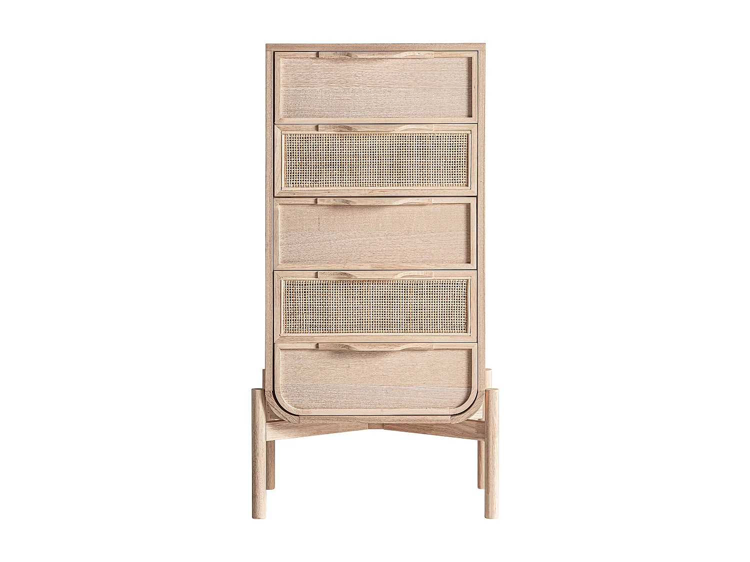 Chiffonier en bois de frêne brun clair  en 52x35x100 cm